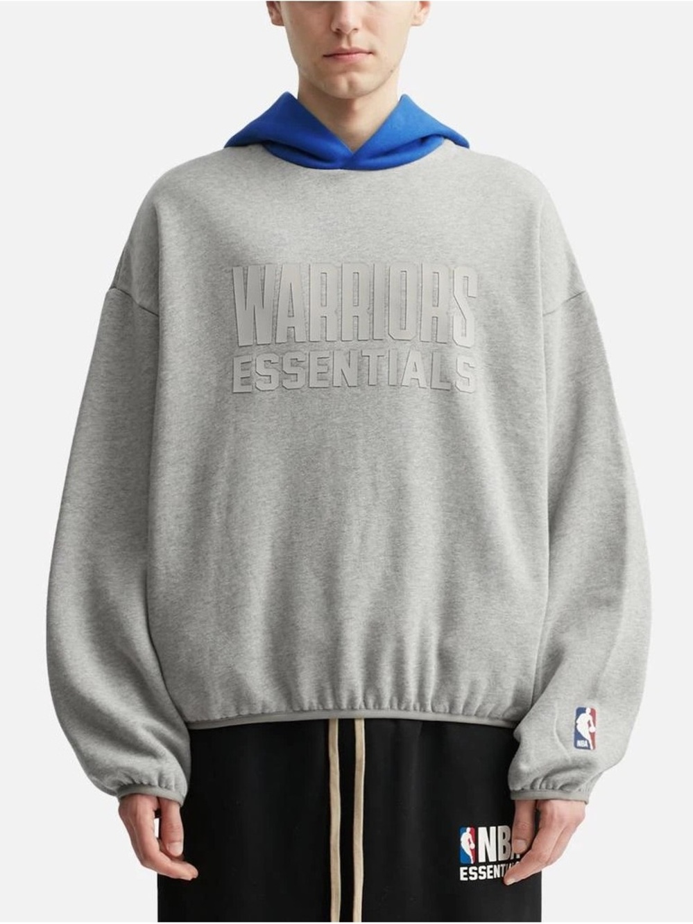 Fear of God Gray Warriors Essentials Pullover Hoodie with Blue Hood